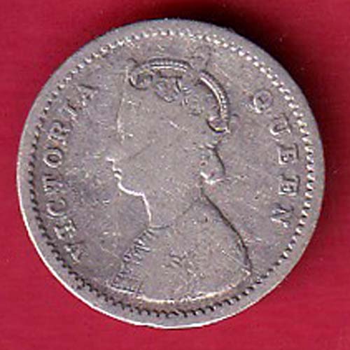 BRITISH INDIA 1874 VICTORIA QUEEN TWO ANNAS SILVER COIN- FC8917 - Image 2