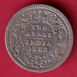 british india 1883 victoria empress two annas silver coin- FC8918