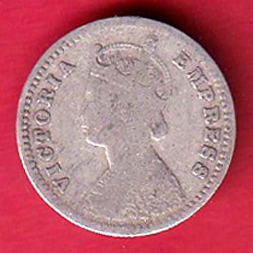 British india 1893 victoria empress two annas silver coin- FC8919 - Image 2