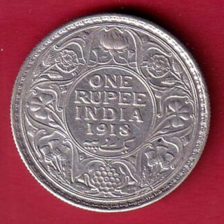 British India 1918 Bombay George v One Rupee silver coin– FC8978