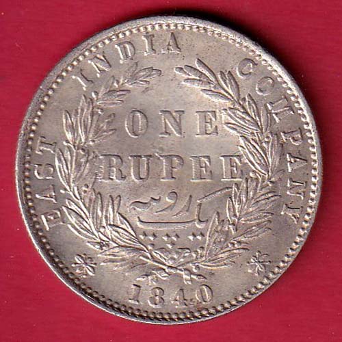EAST INDIA COMPANY 1840 DIVIDED LEGENDVICTORIA QUEEN ONE RUPEE SILVER COIN- FC8987