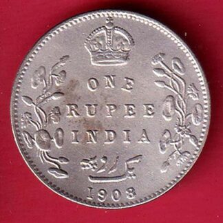 BRITISH INDIA 1908 EDWARD VII KING EMPEROR ONE RUPEE SILVER COIN– FC9032