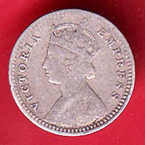 British India 1890 Victoria Empress Two Annas Silver coin– FC9034 - Image 2