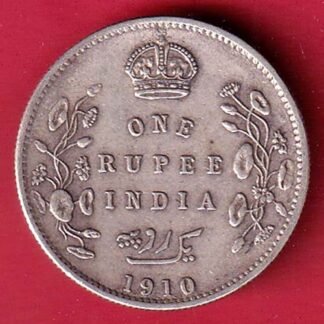 BRITISH INDIA 1910 EDWARD VII KING EMPEROR HALF RUPEE SILVER COIN – FC9036