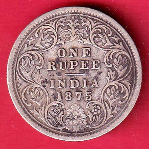 BRITISH INDIA 1875 VICTORIA QUEEN ONE RUPEE BEAUTIFUL SILVER COIN– FC9037