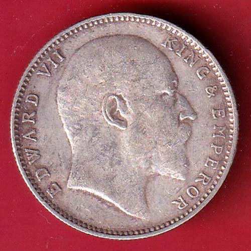 BRITISH INDIA 1909 EDWARD VII KING EMPEROR ONE RUPEE SILVER COIN– FC9038 - Image 2