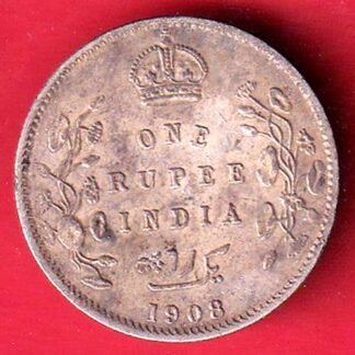 BRITISH INDIA 1908 EDWARD VII KING EMPEROR ONE RUPEE SILVER COIN– FC9040