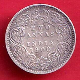 british india 1900 victoria empress two annas  silver coin– FC9042