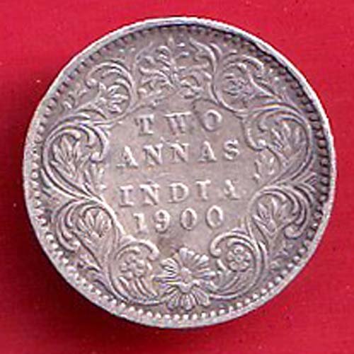 british india 1900 victoria empress two annas silver coin– FC9042