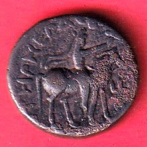 Kushan Empire Drachm – Soter Megas King mounted on horse right beautiful copper coin- FC9050 - Image 2