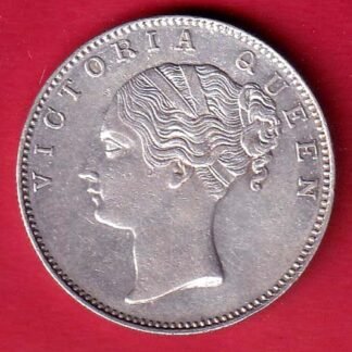 EAST INDIA COMPANY 1840 CONTINIOUS LEGEND VICTORIA QUEEN 1 RUPEE SILVER COIN- FC9053
