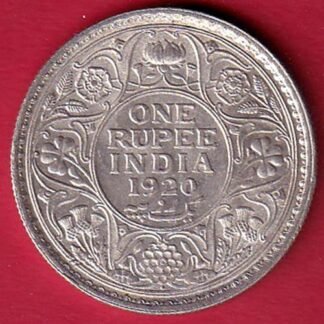 British India 1920 George V BOMBAY MINT ONE RUPEE Silver coin - FC9088