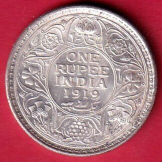 BRITISH INDIA 1919 GEORGE V KING ONE RUPEE SILVER COIN- FC9089