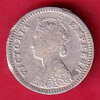 British india 1889 victoria empress TWO ANNAS silver coin - FC9097