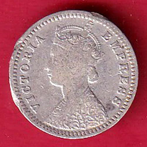 British india 1889 victoria empress TWO ANNAS silver coin - FC9097 - Image 2