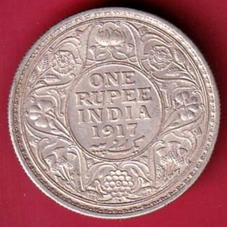 BRITISH INDIA 1917 BOMBAY MINT GEORGE V KING ONE RUPEE SILVER COIN- FC9103
