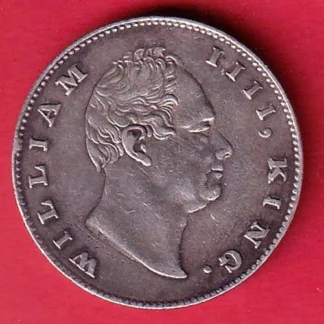 “F INCUSED” EAST INDIA COMPANY 1835 WILLIAM IIII KING GEORGE ONE RUPEE SILVER COIN– FC9118