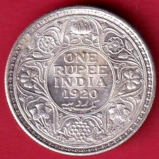 "UNC" British India 1920 George V  ONE RUPEE Silver coin – FC9124