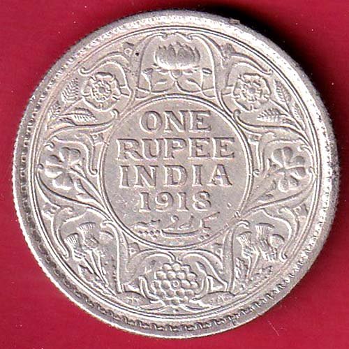 British India 1918 Bombay mint George v One Rupee silver coin – FC9149