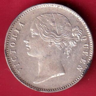 EAST INDIA COMPANY 1840 DIVIDED LEGEND VICTORIA QUEEN ONE RUPEE SILVER COIN– FC9151
