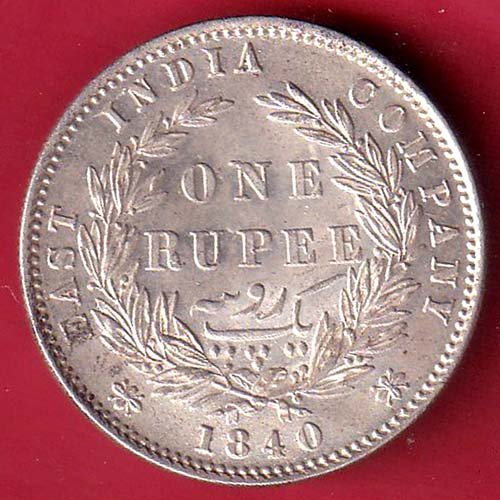 EAST INDIA COMPANY 1840 DIVIDED LEGEND VICTORIA QUEEN ONE RUPEE SILVER COIN– FC9151 - Image 2