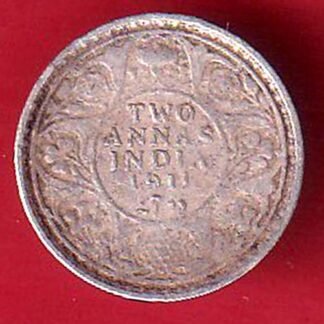 british india 1911 george v two annas silver coin– FC9156