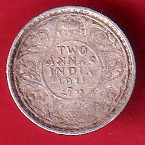 british india 1911 george v two annas silver coin– FC9156