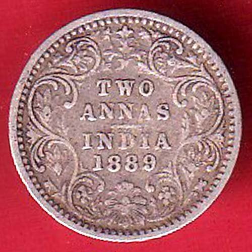 British india 1889 victoria empress TWO ANNAS silver coin – FC9157