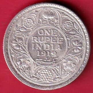BRITISH INDIA 1919 GEORGE V KING BOMBAY MINT ONE RUPEE SILVER COIN- FC9171
