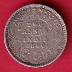 British India 1890 Victoria Empress Two Annas Silver coin- FEH299