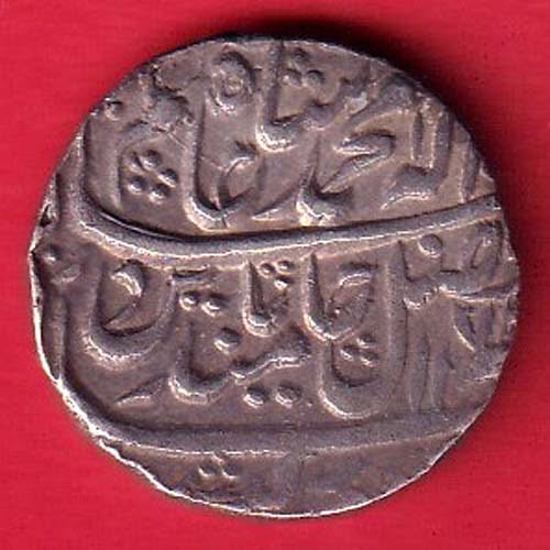 RARE VERIETY” Bharatpur state mahinder pur one rupee beautiful silve coin– oo5932 - Image 2