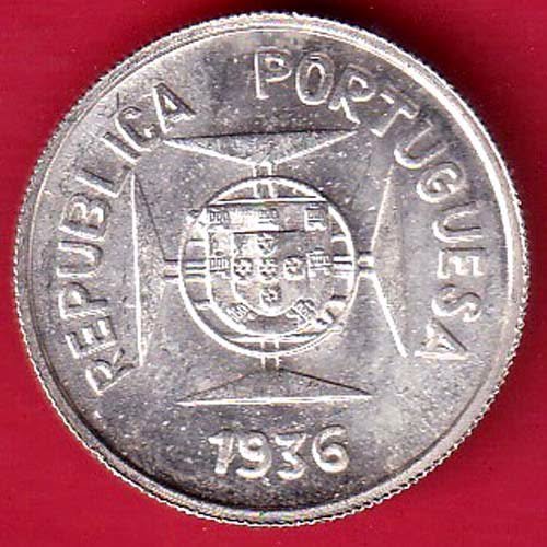 “UNC” Republic portugues 1936 Lisboa mint ½ Rupia SILVER COIN- FC9384