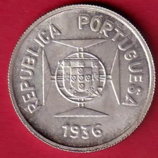 “UNC” Republic portugues 1936 Lisboa mint ½ Rupia SILVER COIN– FC9448