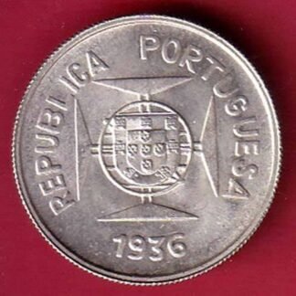 “UNC” Republic portugues 1936 Lisboa mint ½ Rupia SILVER COIN- FEH142
