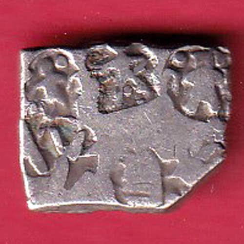 ancient indian Magadha Janapada Three human figures silver punchmarked- FC9374