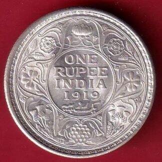 BRITISH INDIA 1919 GEORGE V KING BOMBAY MINT ONE RUPEE SILVER COIN - FC9435