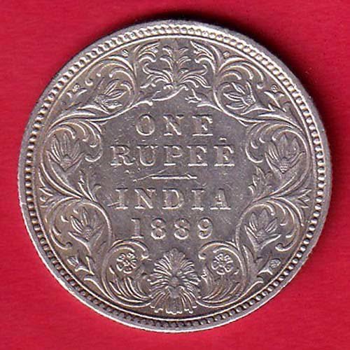 BRITISH INDIA “1889” VICTORIA QUEEN ONE RUPEE BEAUTIFUL SILVER COIN - FC9343 - Image 2