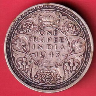 BRITISH INDIA 1943 BOMBAY MINT GEORGE VI ONE RUPEE BEAUTIFUL SILVER COIN- FC9357