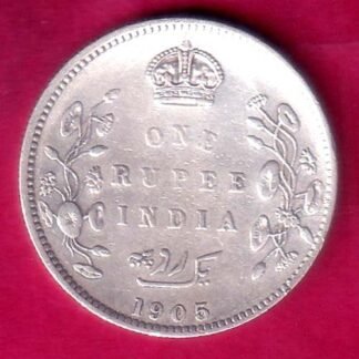British India Edward VII 1906 One Rupee Silver Coin - F9897