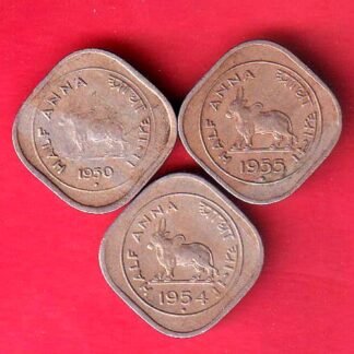 Government of india  1930,1995,1954 Half anna– f9932