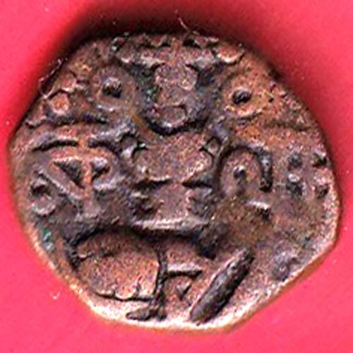 lohar of kashmir sangram deva copper one drachma beautiful coin–F9943