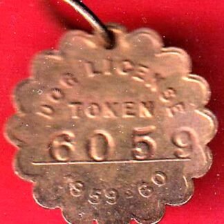 DOG LICENCE TOKEN :1959-60 MUNCIPLE CORPORATION OF GRETER BOMBAY TOKEN – F9963