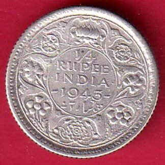 british india 1943 george vi 1/4 rupee silver coin – FC9218