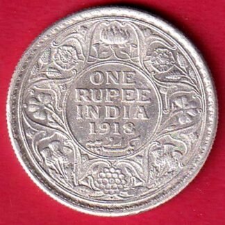 British India 1918 Bombay mint George v One Rupee silver coin– FC9249