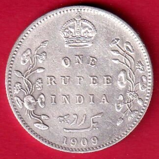 BRITISH INDIA 1909 EDWARD VII KING EMPEROR ONE RUPEE SILVER COIN – FC9250