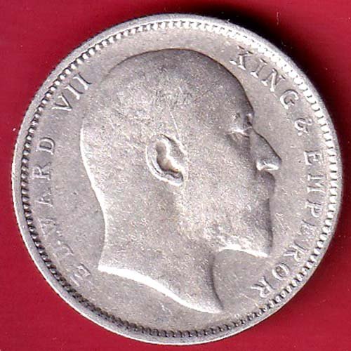 BRITISH INDIA 1908 EDWARD VII KING EMPEROR ONE RUPEE SILVER COIN– FC9251 - Image 2