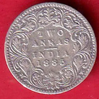 British India 1885 victoria empress two anna silver coin– FC9254