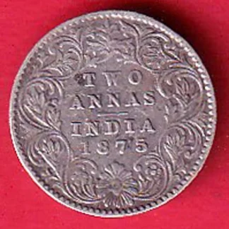 British India 1875 victoria Queen Two Annas Silver coin – FC9255