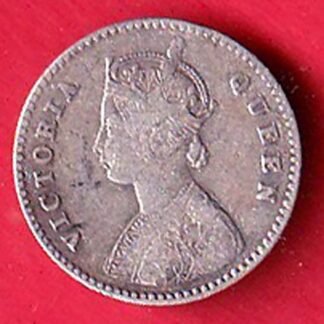 British India 1875 victoria Queen Two Annas Silver coin – FC9255