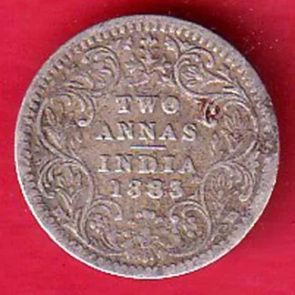 British India 1883 Victoria Empress Two anna silver coin– FC9256